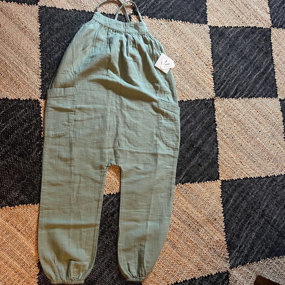 Stem Kids Overalls in Sage Green